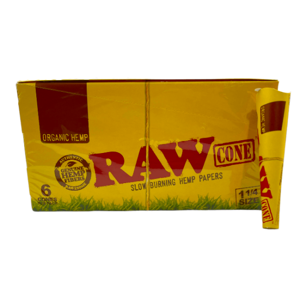 RAW CONE - SMOKING ACC - ORGANIC HEMP - 6CT/PK - 32PK/BX - 1 1/4 SIZE